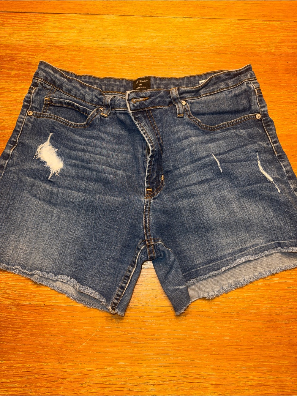 Just Black Dark Blue Distressed Denim Cutoff Shorts
